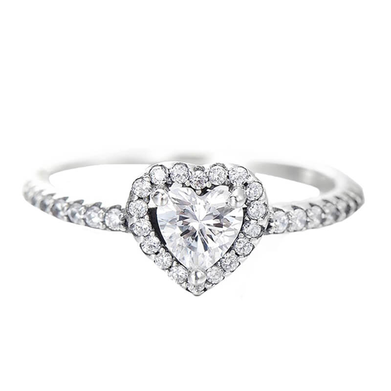 טבעת יוקרה-Silver Vintage Hearts AAA Clear CZ Finger Rings for Women – תמונה 2