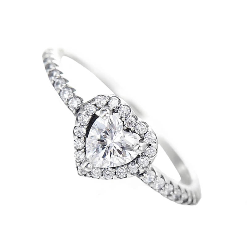 טבעת יוקרה-Silver Vintage Hearts AAA Clear CZ Finger Rings for Women