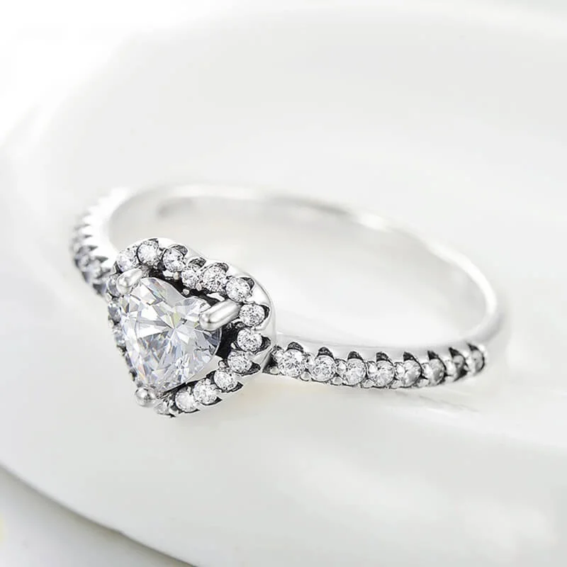 טבעת יוקרה-Silver Finger Rings Charm Clear CZ Finger Rings For Women – תמונה 4