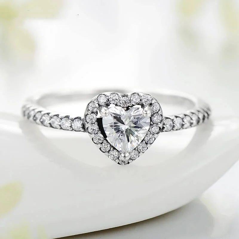 טבעת יוקרה-Silver Finger Rings Charm Clear CZ Finger Rings For Women – תמונה 3