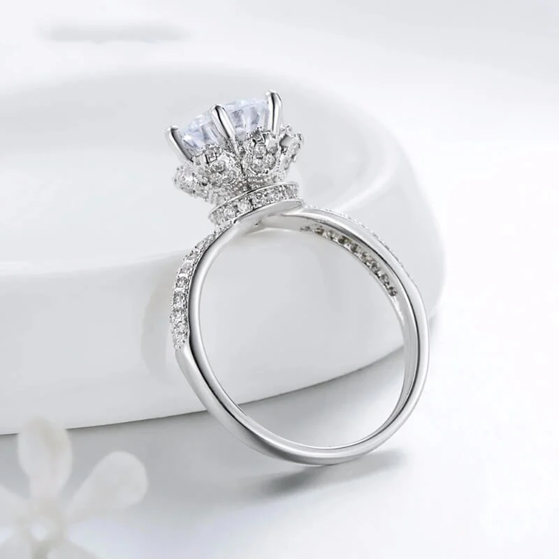 טבעת יוקרה-Silver Wedding Ring CZ Zircon Jewelry party engagement brand – תמונה 4