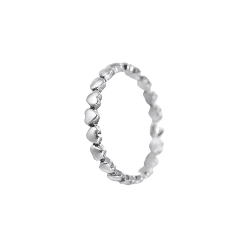 טבעת יוקרה-Silver Ring Heart Finger Forever Love Jewelry Valentine's Day Gift