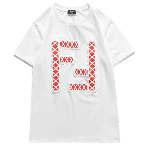 פנדי - FENDI TSHIRT MEN - White & Red