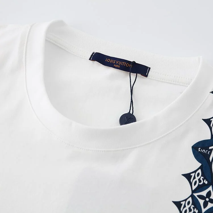 Louis Vuitton-לואי ויטון TSHIRT - White Regal Blue & Black – תמונה 4