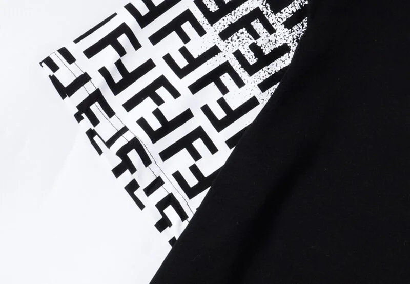 פנדי - FENDI TSHIRT MEN - Black White Combo – תמונה 6