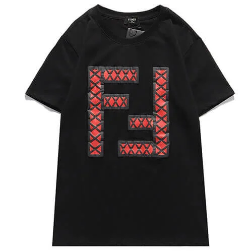 פנדי - FENDI TSHIRT MEN - Black & Red