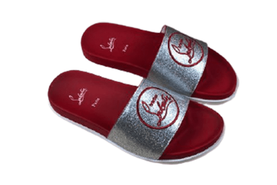 כריסטיאן לובוטין-Christian Louboutin Slipper - Win Red & Selver – תמונה 2