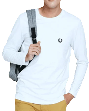 פרד פרי-FRED PERRY TSHIRT LONG MEN - WHITE