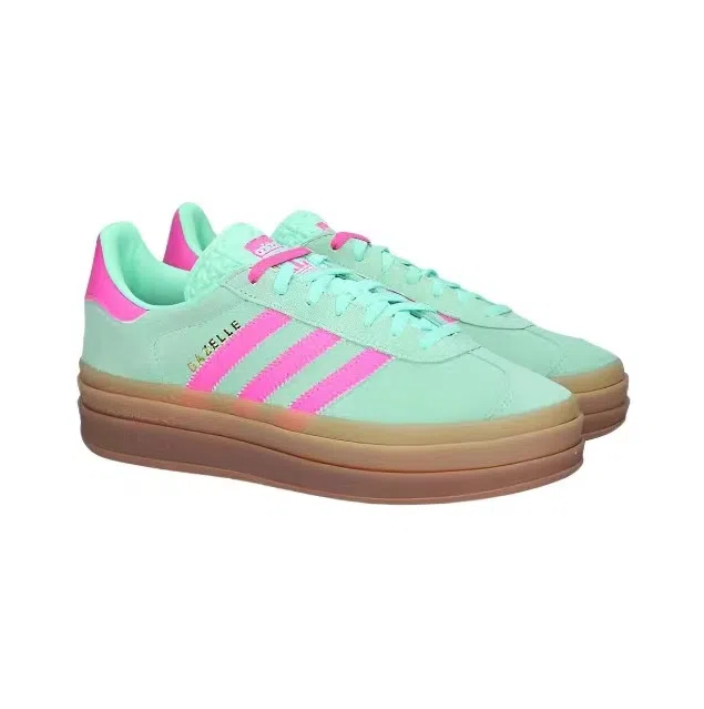 אדידס גאזל- ADIDAS GAZELLE BOLD SHOES Green/Pink – תמונה 2