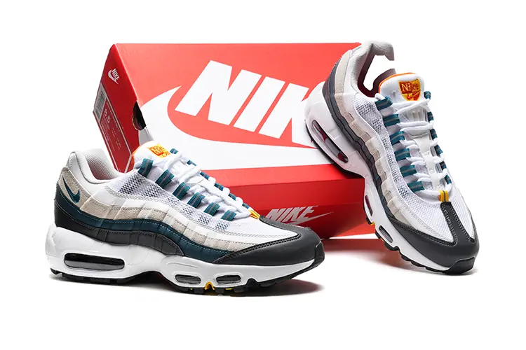 נעלי נייק NIKE AIR MAX 95 WHITE BLACK BLUE TURKIZ – תמונה 5