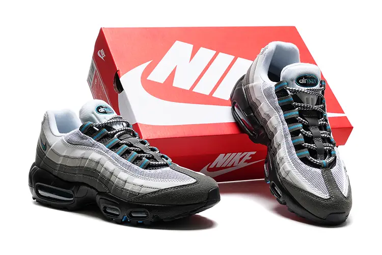 נעלי נייק NIKE AIR MAX 95 GRAY BLACK WHITE TURKIZ – תמונה 5