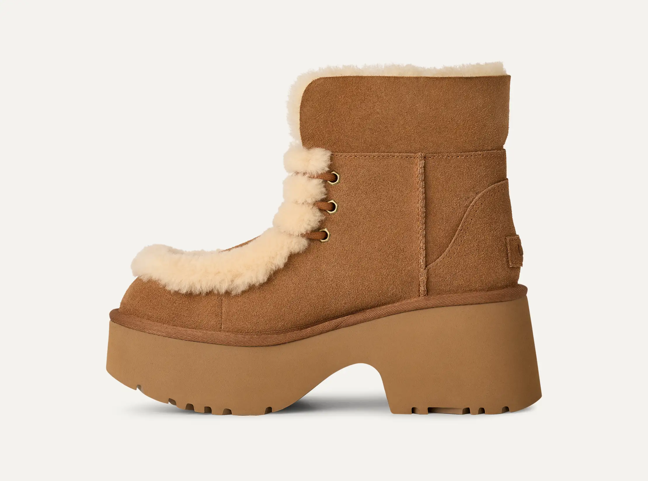 UGG Plush Lace-Up Platform – מגפי האג נשים פלטפורמה פרווה – תמונה 6