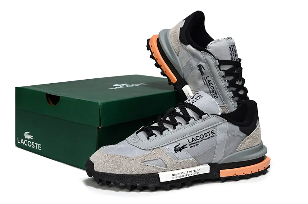 נעלי לקוסט-LACOSTE SHOES GRAY ORANGE – תמונה 4